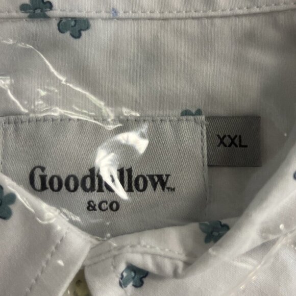 Goodfellow Mens XXL Fit Stretch Poplin Short Sleeve Button-Down Shirt Floral - Picture 4 of 4